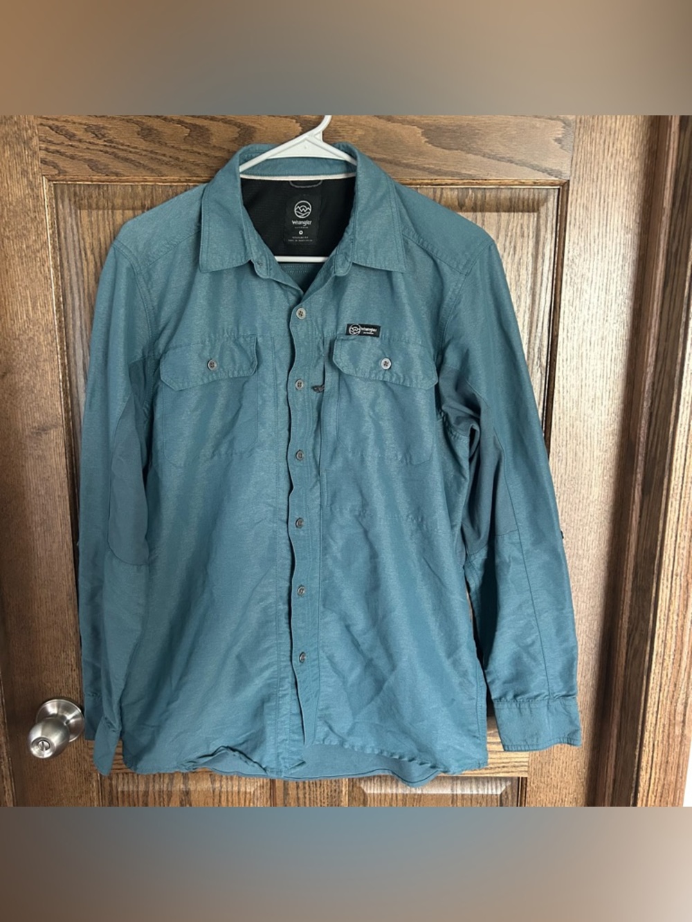 Wrangler Teal Lightweight Button-Up Shirt Jacket